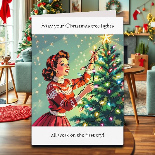 レトロでサイケなクリスマスのユーモア カード