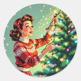 レトロでサイケなクリスマスのユーモア ラウンドシール