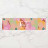 レトロでフラワーのポップな誕生日ラベル ペットボトルラベル (シングルラベル)