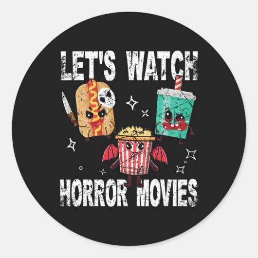 レトロでホラー映画を見る可愛いハロウィーンCos ラウンドシール (正面)