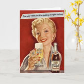 レトロでユーモアのあるグリーティングカード - 唯一の頭  カード (黄色い花)