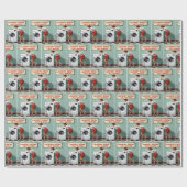 レトロでランドリー救済シーの看板を持つ女性 ラッピングペーパー (フラット)