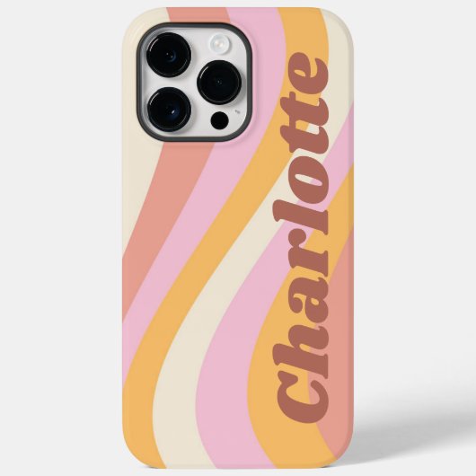 レトロでヴィンテージな波と名前入り ガーリー デザイン Case-Mate iPhoneケース (裏面)