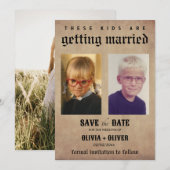 レトロでヴィンテージな雰囲気が漂うこの子供たちは結婚するんです セーブザデート (正面/裏面)