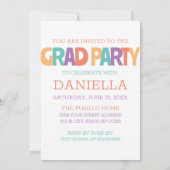 レトロで大胆なオーバーサイズの3枚の写真を使った卒業パーティー 招待状 (裏面)