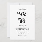 レトロで大胆なブラック&ホワイトのQRコード結婚式 招待状 (正面)