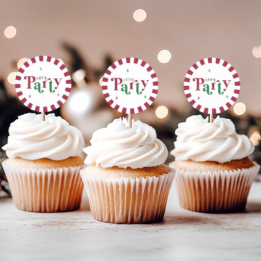 レトロで幻想的な赤と緑のパーティー ラウンドシール