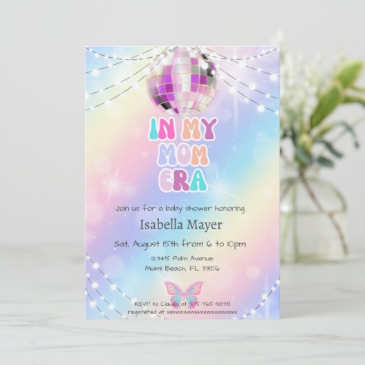 レトロで彼女の母の時代の赤ちゃんシャワー招待状 招待状 (スタンド正面)