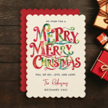 レトロで楽しいクリスマスのカラフルな水彩タイポグラフィ