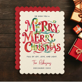 レトロで楽しいクリスマスのカラフルな水彩タイポグラフィ