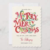 レトロで楽しいクリスマスのカラフルな水彩タイポグラフィ (正面)