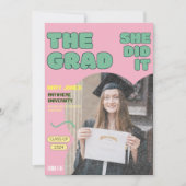 レトロで楽しい卒業写真マガジンカバー 案内状 (正面)