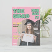 レトロで楽しい卒業写真マガジンカバー 案内状 (スタンド正面)