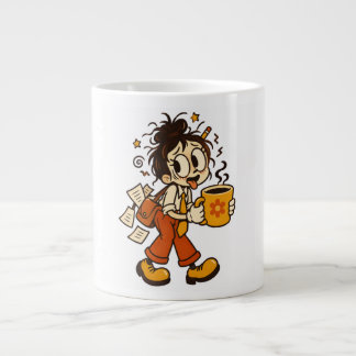 レトロで無秩序なOLとコーヒーのステッカー ジャンボコーヒーマグカップ