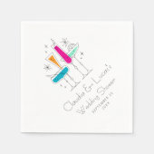 レトロで華やかなシャンパン ブライダルシャワー スタンダードカクテルナプキン (正面)