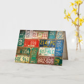 レトロで錆びたライセンスプレート カード (黄色い花)