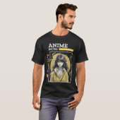 レトロで面白い黄色いアニメ少女 Tシャツ (正面フル)