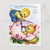 レトロとイースターの挨拶 ポストカード (正面)