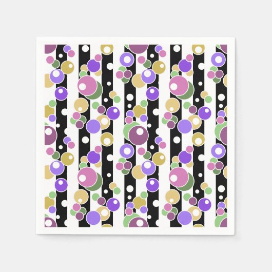 レトロとストライプの水玉模様 スタンダードカクテルナプキン (正面)