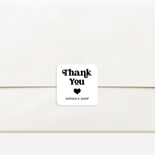 レトロとボホブラックアンドホワイトブランディングありがとう スクエアシール