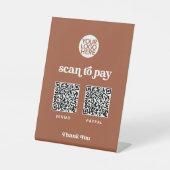 レトロとボホ |スキャン可能なQRコードを支払う方法 台座サイン (正面)