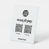 レトロとボホ |スキャン可能なQRコードを支払う方法 台座サイン (正面)