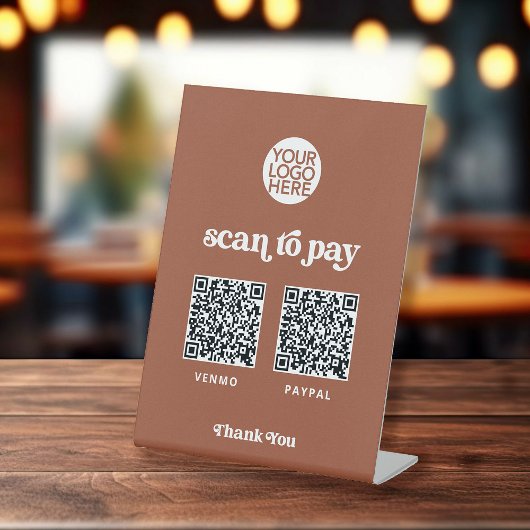 レトロとボホ |スキャン可能なQRコードを支払う方法 台座サイン