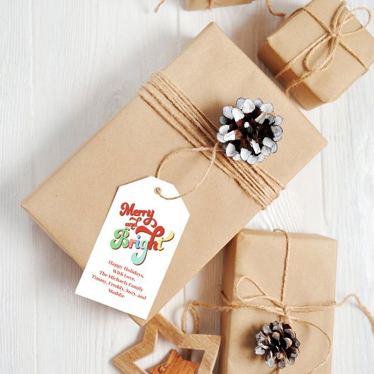 レトロとメリーブライトクリスマスカスタム ギフトタグ