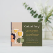レトロとモダンカクテルパーティの招待状 インビテーションポストカード (スタンド正面)