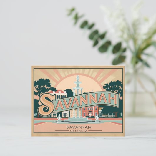 レトロとヴィンテージのサバンナ，ジョージア ポストカード (スタンド正面)