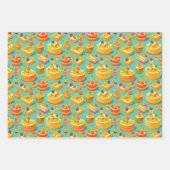 レトロとヴィンテージの美的カップケーキパーティーパターン ラッピングペーパーシート (正面2)