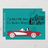 レトロとヴィンテージ文庫赤コンバーチブル招待状 招待状 (正面/裏面)