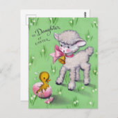 レトロと娘のイースターカートラブルラム ポストカード (正面/裏面)