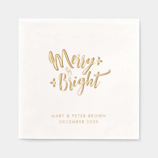 レトロと明エレガントるいグラームメリークリスマスタイポ 箔ナプキン (正面)