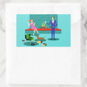 レトロと犬のステッカー 長方形シール (バッグ)