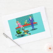 レトロと犬のステッカー 長方形シール (封筒)