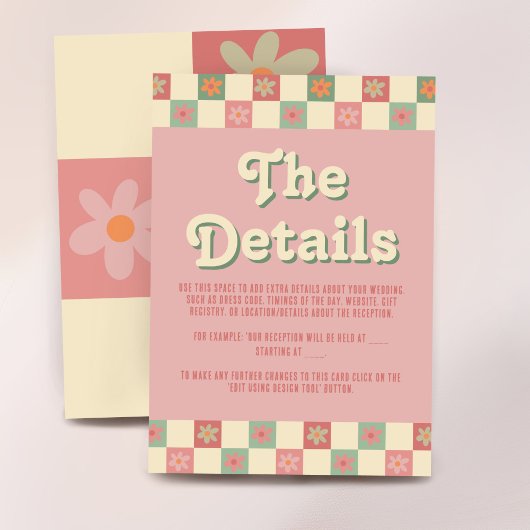 レトロとGroovy 70s結婚の詳細 エンクロージャーカード