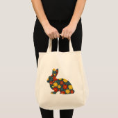 レトロなうさぎとも花 トートバッグ (正面(商品))