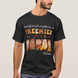 レトロなおしゃぶりのかぼちゃ 未熟児 NICU看護師 秋 Tシャツ
