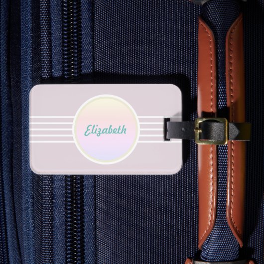 レトロなおしゃれなピンクとオパールの荷物タグ ラゲッジタグ (正面インサイチュ4)