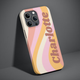 レトロなおしゃれな波とお名前のカスタマイズギフト Case-Mate iPhone 14ケース