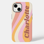 レトロなおしゃれな波とお名前のカスタマイズギフト Case-Mate iPhoneケース (裏面)