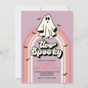 レトロなおばけのハロウィン・誕生日お祝いデザイン 招待状