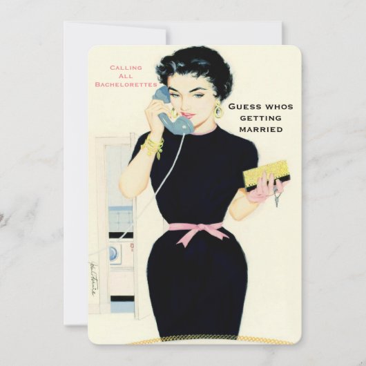 レトロなおもしろいゴシップ 招待状 (正面)