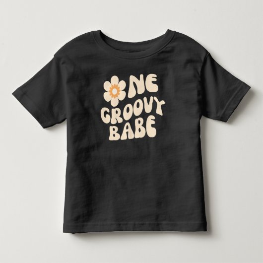 レトロなお花の70年代風バースデーガール トドラーTシャツ (正面)
