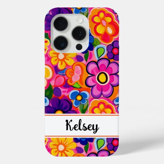 レトロなお花柄のカスタムデザイン Case-Mate iPhoneケース (裏面)
