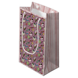 レトロなお菓子 - ピンク スモールペーパーバッグ