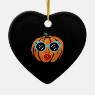 レトロなかわいいパンプキンTシャツ おもしろい おしゃれ ハロウィン セラミックオーナメント