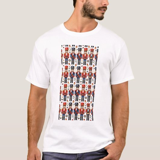 レトロなくるみ割り人形兵士のパターン Tシャツ (正面)