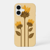 レトロなひまわりの新芽 iPhone 16ケース (裏面)